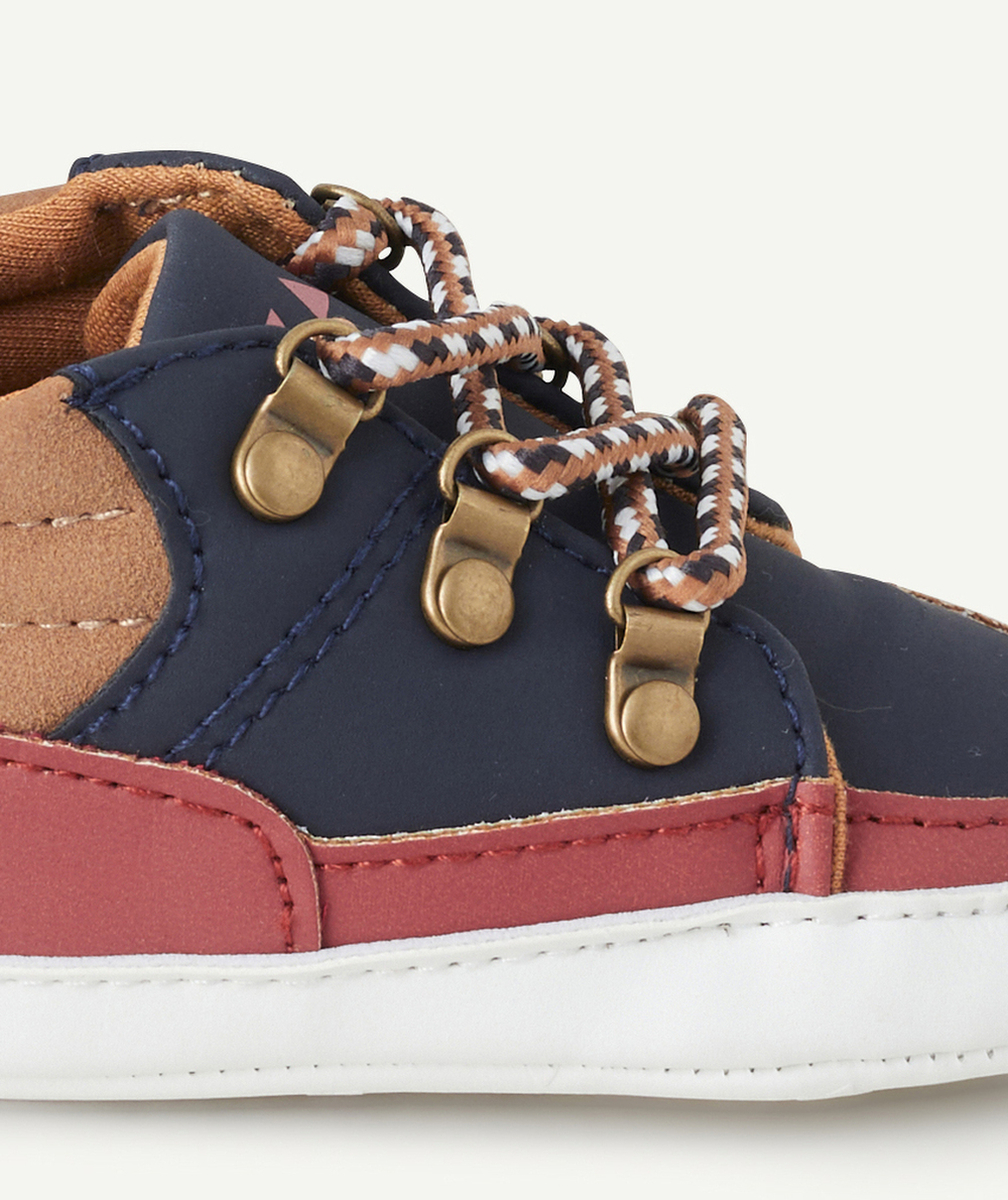 CHAUSSONS BÉBÉ GARÇON BLEU TERRACOTTA ET MARRON
