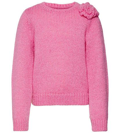 Vero Moda Girl Bluse - Strick - VmAdia - Fuchsia Pink m. Blume