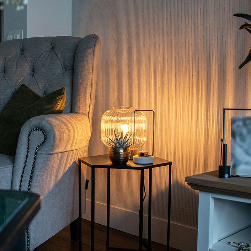 Art Deco tafellamp messing met glas - Karel