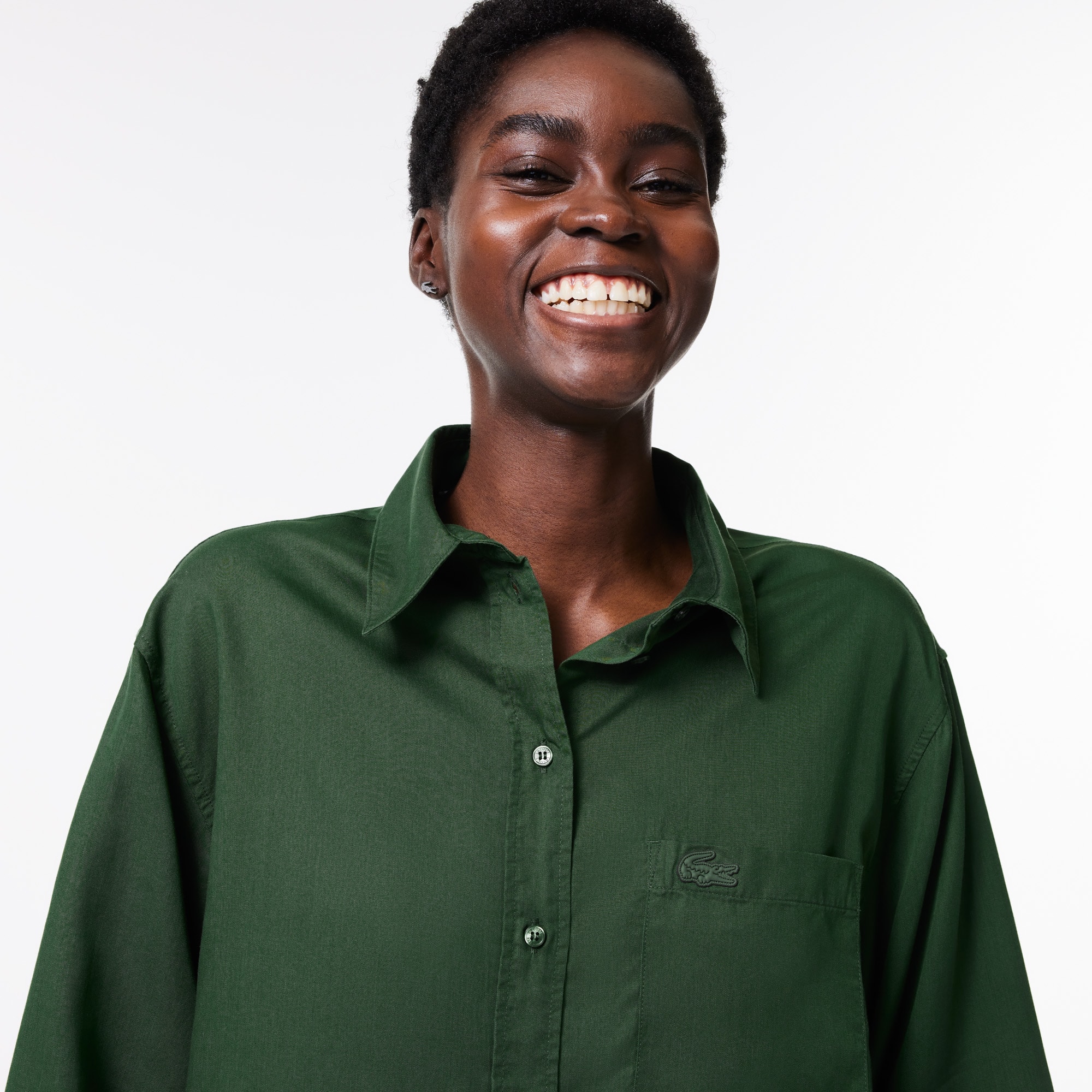 Chemise fluide oversize en lyocell Chemises & Hauts - Vert - Lacoste - Femme
