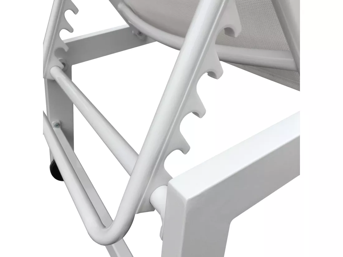 Lot de 2 bains de soleil BARBADOS en textilène blanc - aluminium blanc - HAPPY GARDEN