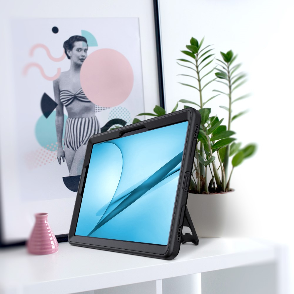 Samsung Galaxy Tab S7 FE 5G Hybrid Outdoor Case Hülle Handschlaufe   Schultergurt - Schwarz