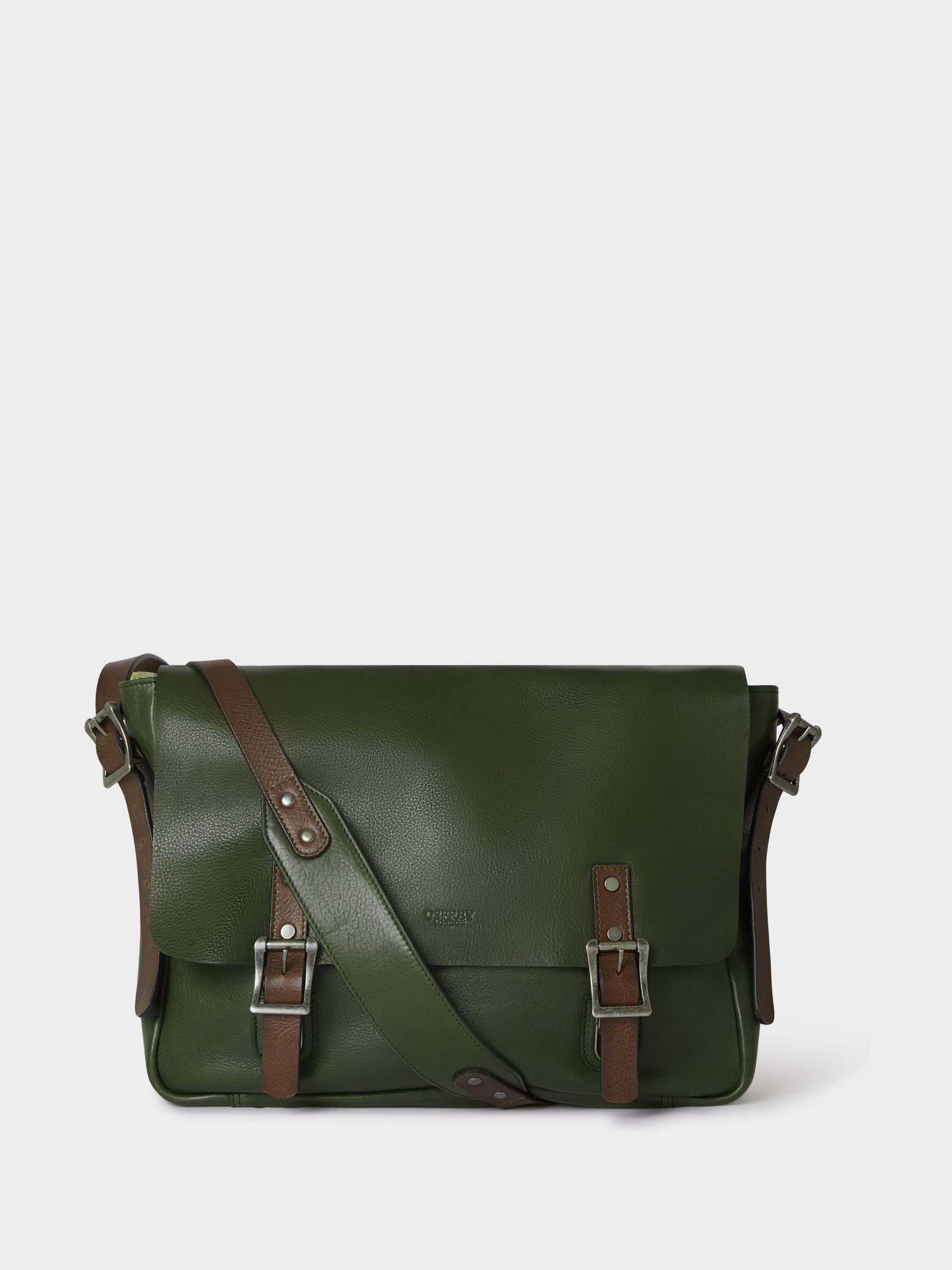 Osprey London Green The Lorenzo Large Leather Messenger Bag