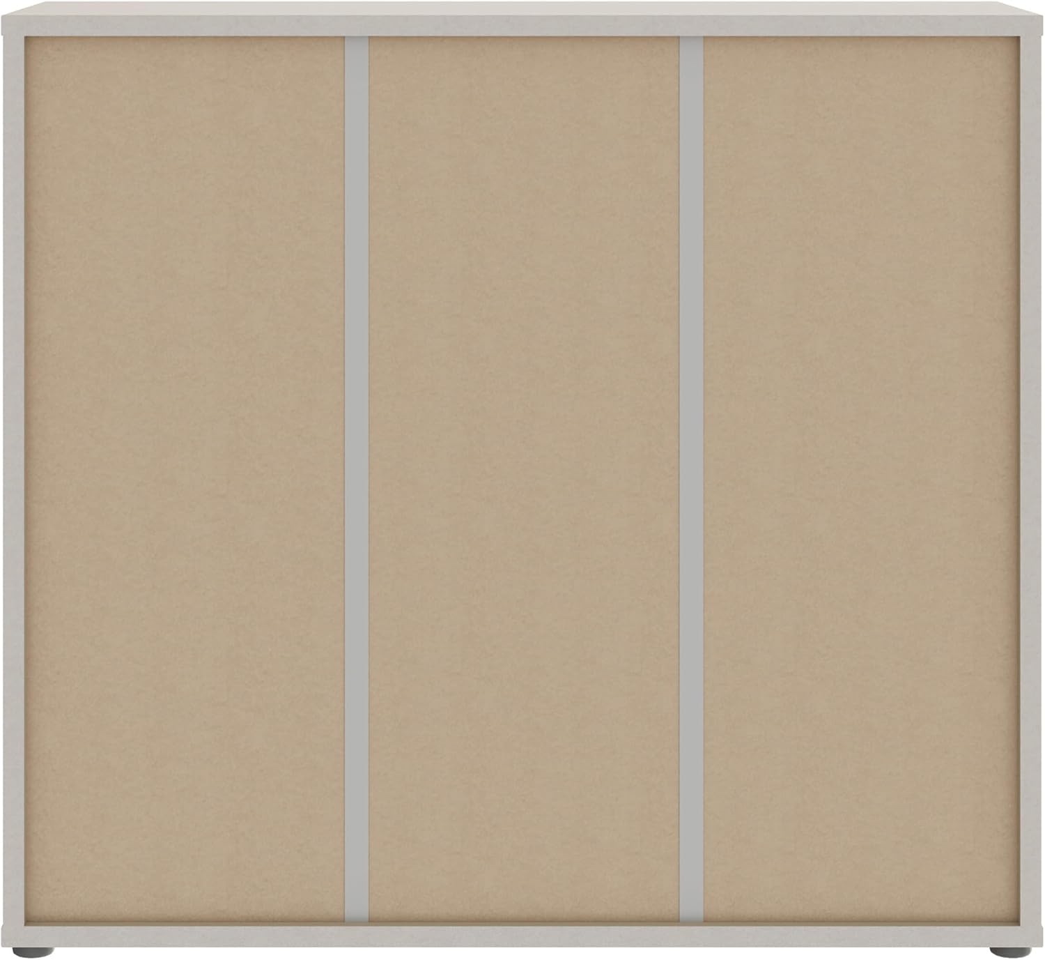 Forte Alice Springs Schuhschrank 100 110, Flurschrank mit 3 Türen und 8 Einlegeböden, Holzwerkstoff, Kaschmir Beige, 109,2 cm breit x 99,1 cm hoch x 34,9 cm tief