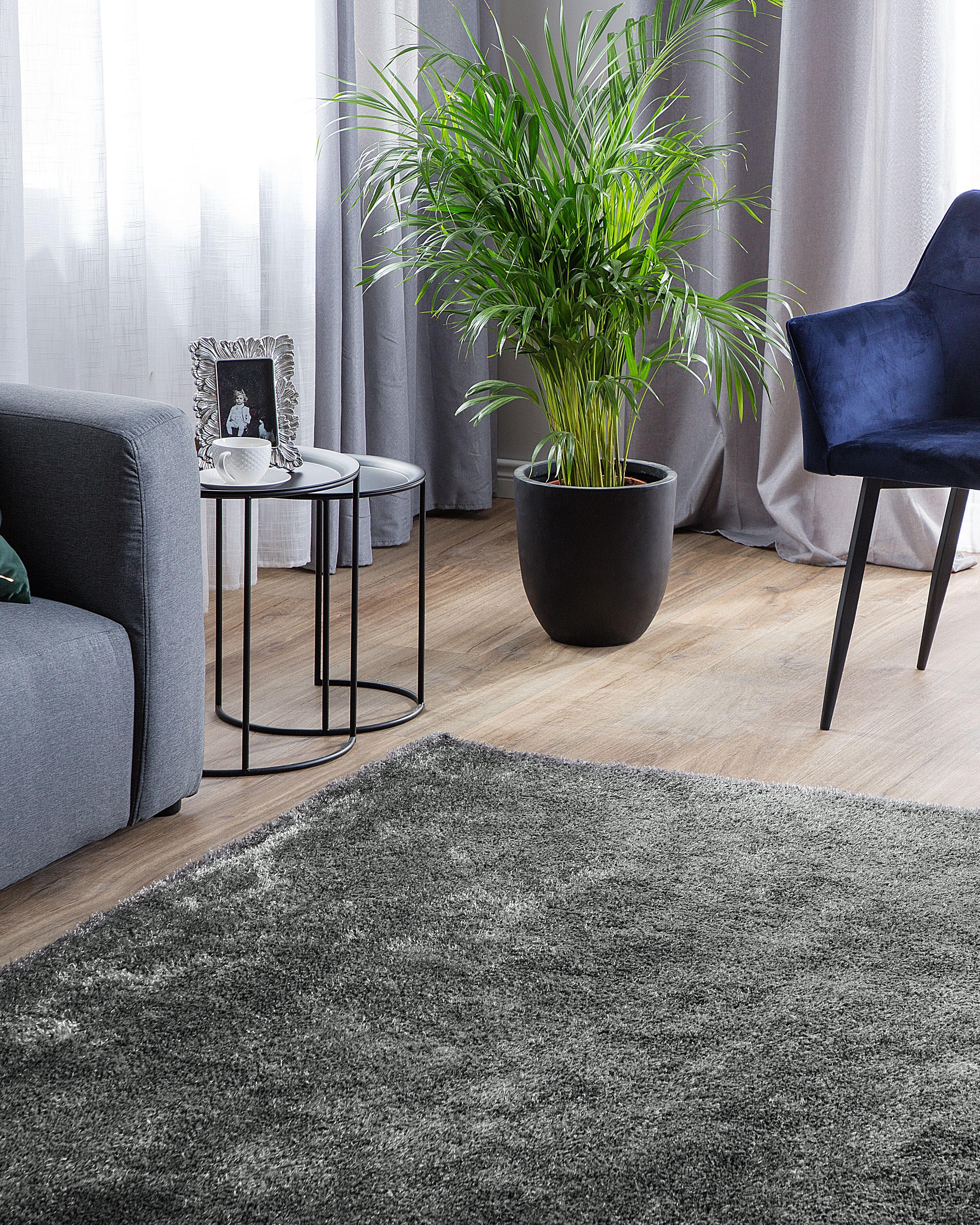 Hoogpoligvloerkleed DEMRE Donkergrijs 160 x 230 cm