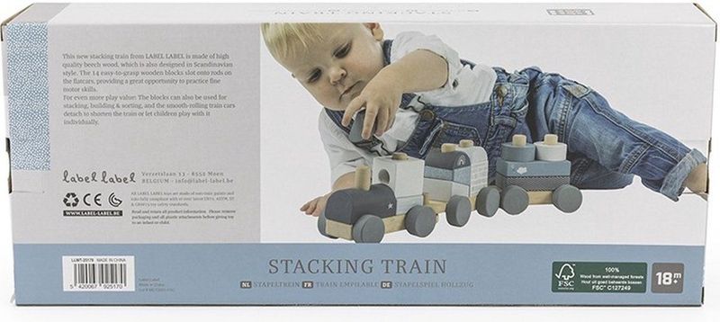 Label - Blauw - Houten Speelgoed Trein
