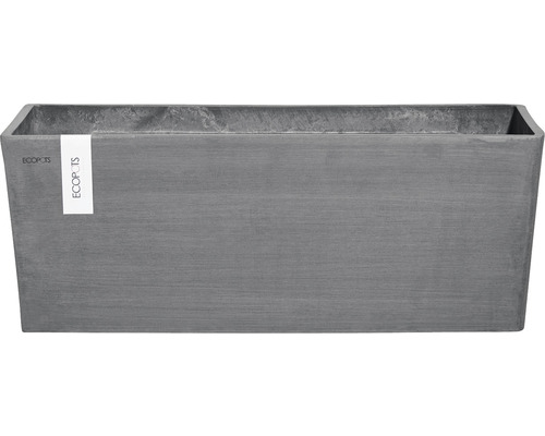 Ecopots Bruges kunststof plantenbak, 55 x 20 x 21 cm, grijs