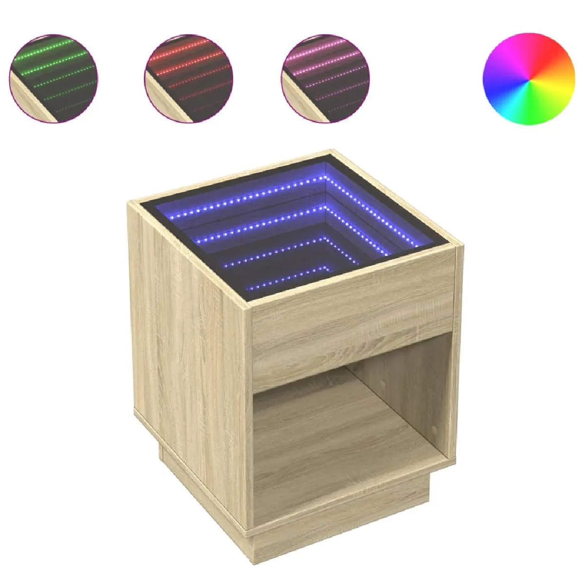 VIDAXL Table de Chevet LED Chêne Sonoma
