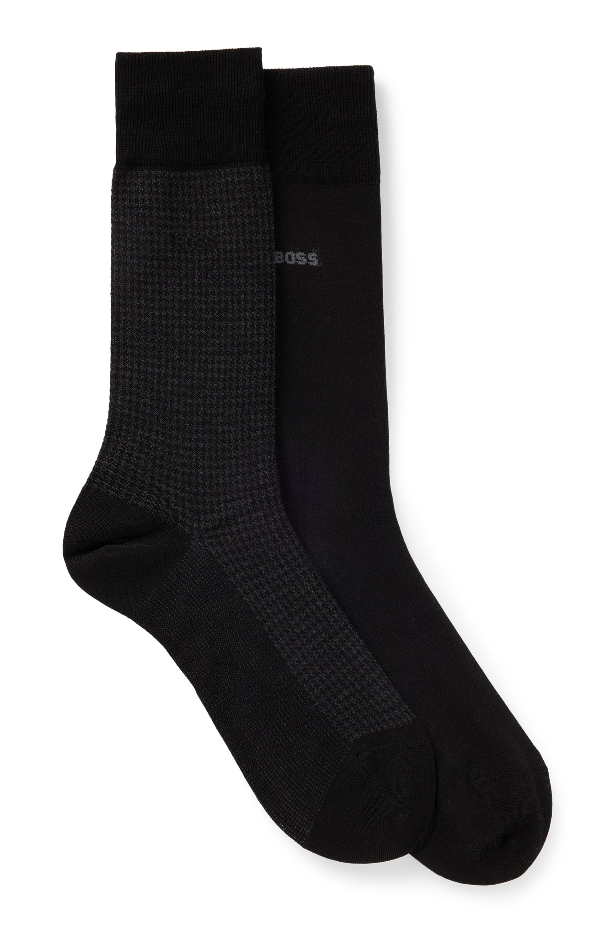 BOSS Socken »2P Houndstooth MC« Packung, 2er Pack, 2 Paar tlg. mit eingesticktem Markenlogo