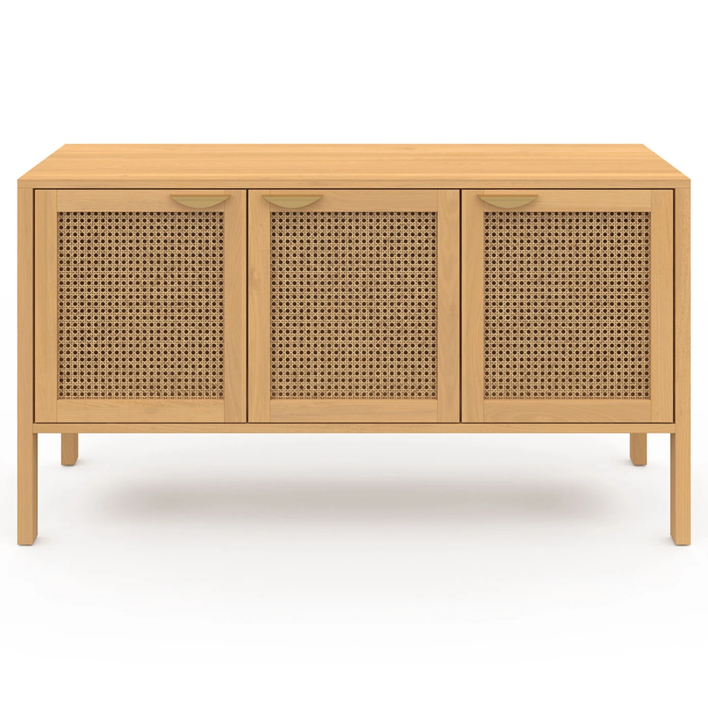 Buffet bas 110 cm EDHEN 3 portes bois et cannage