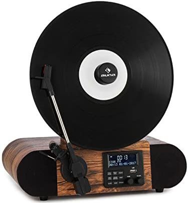 Verticalo SE DAB retro platenspeler DAB+ FM tuner USB BT AUX hout