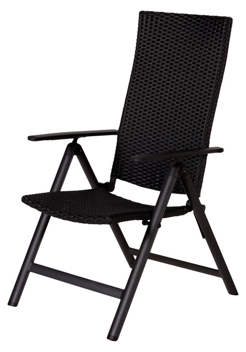 Havestol i sort aluminium og rattan