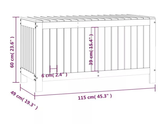 Boîte de rangement de jardin 115x49x60 cm Bois massif de pin
