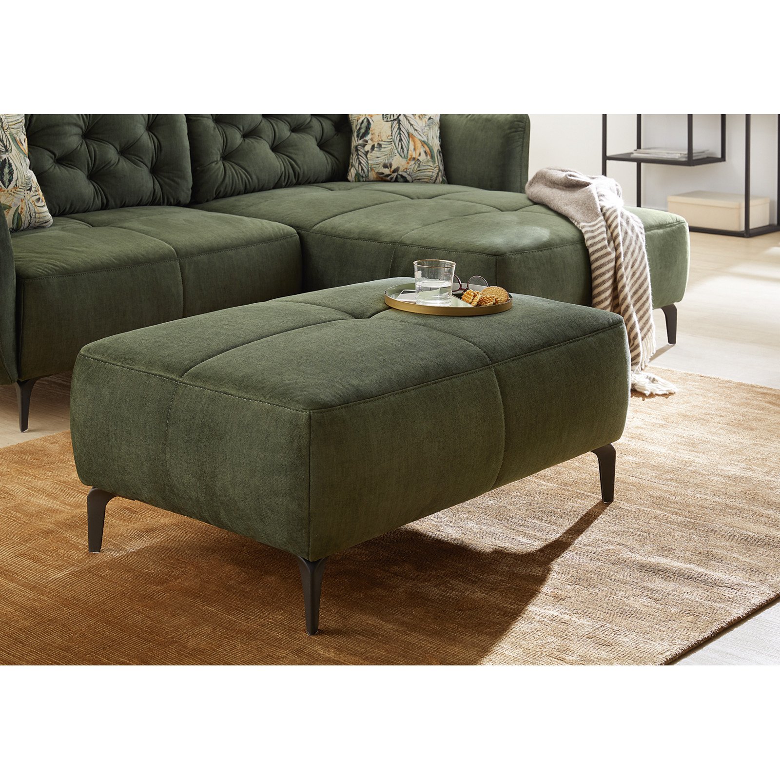 Hocker Oslo Stoff Velours-Optik grün