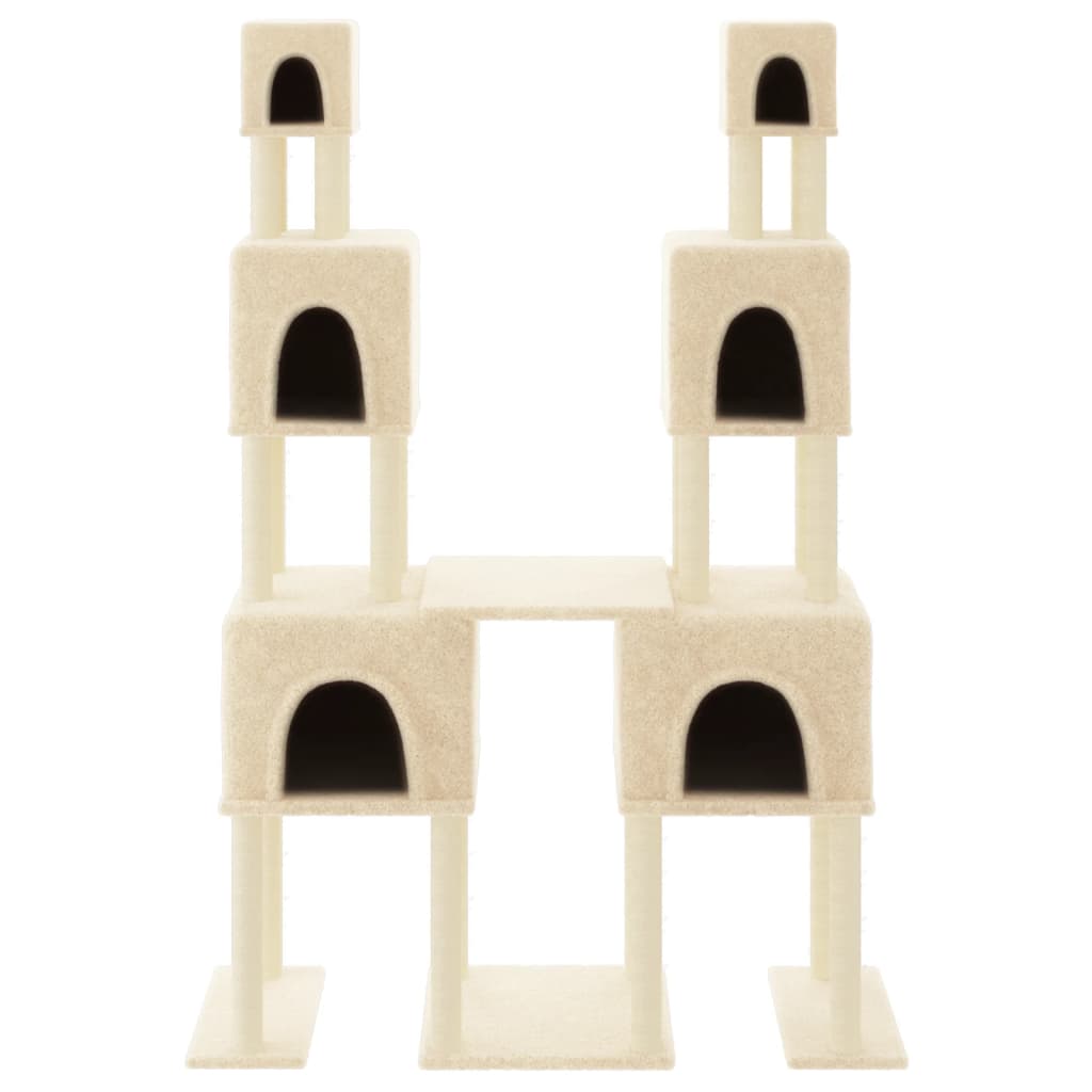 Arbre à chat avec griffoirs en sisal crème 199 cm