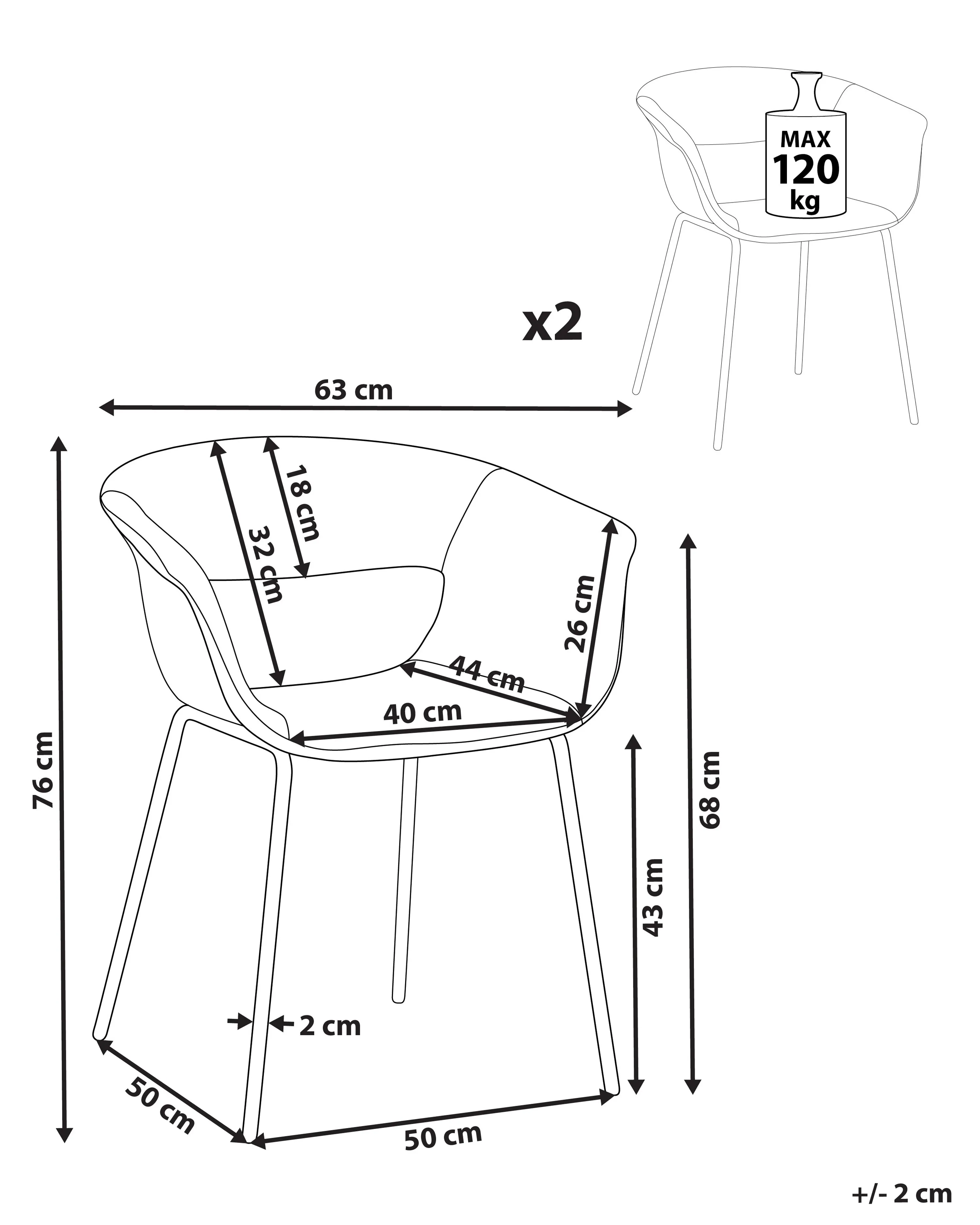 Set van 2 eetkamerstoelen ELMA Bouclé Gebroken wit