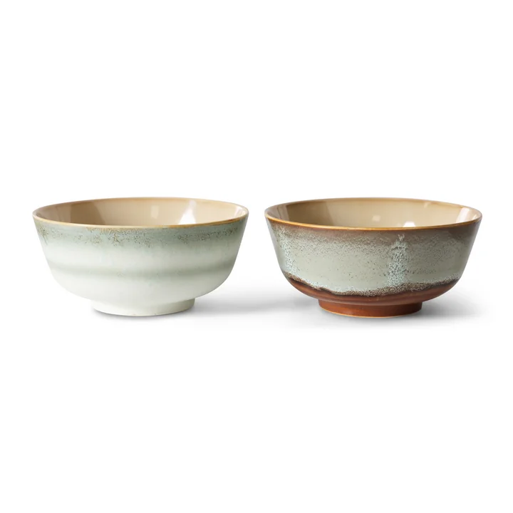 HKliving - 70's Ramen Schale, Ø 19 cm, verge (2er-Set)