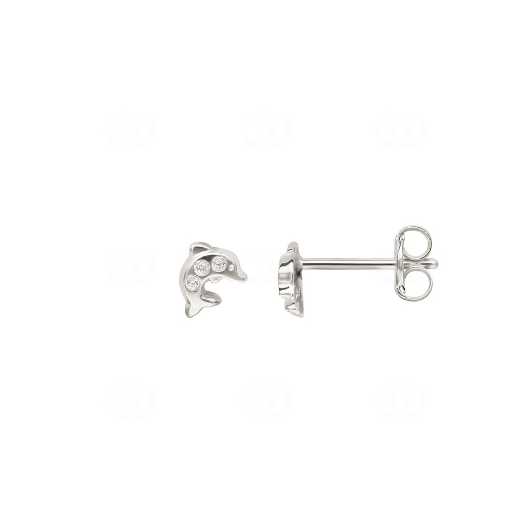 Ohrstecker 750/18 K Weissgold Delfin mit Zirkonia