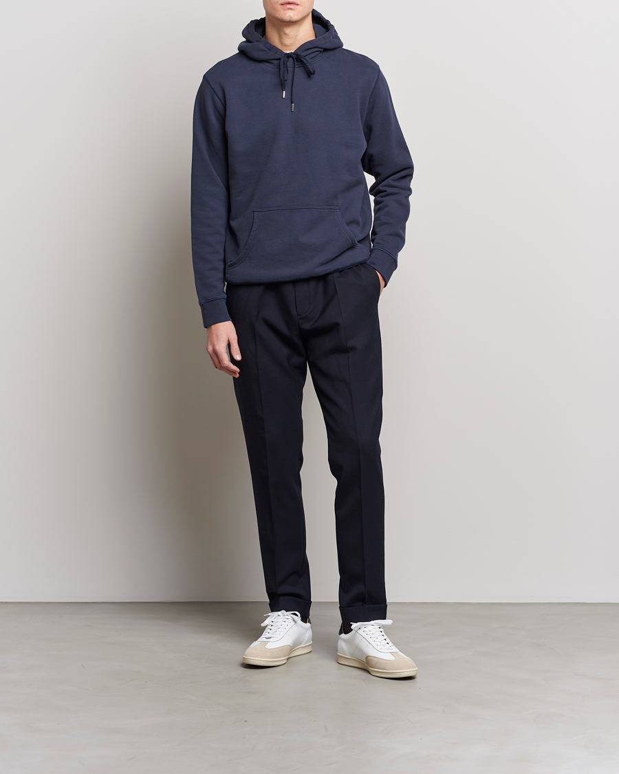 Sunspel Loopback Hoodie Navy