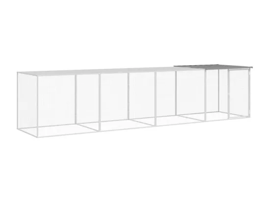 Poulailler avec toit gris clair 403x98x90 cm acier galvanisé