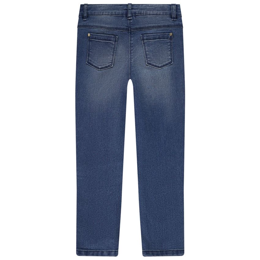 Jean slim en denim effet délavé pour fille - Bleu moyen