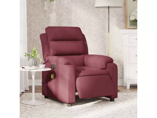 Fauteuil massant inclinable électrique Rouge bordeaux Tissu