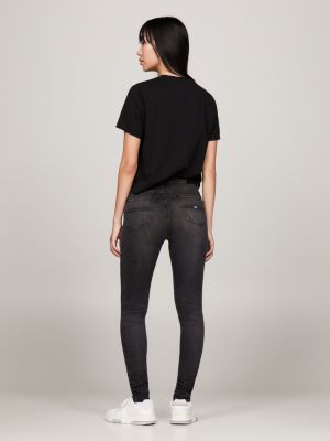 Calça jeans skinny preta Nora de cintura média