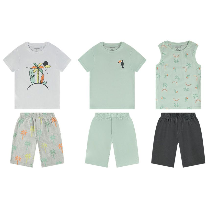 Lot de 3 pyjamas courts 2 pièces fantaisie pour garçon - Blanc