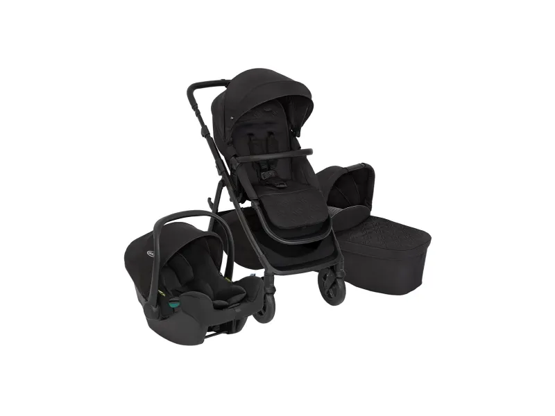 Graco Near2Me DLX Trio, Baldakin, Rejsesystem klapvogn, Ethvert køn, Solidt hjul, Sammenfoldelig, Sort