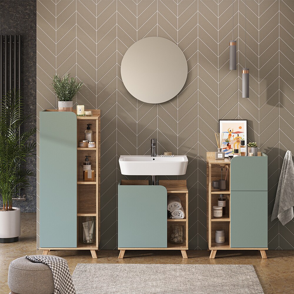 Vicco Badmöbel-Set Karen Sonoma Mintgrün 4 Teile