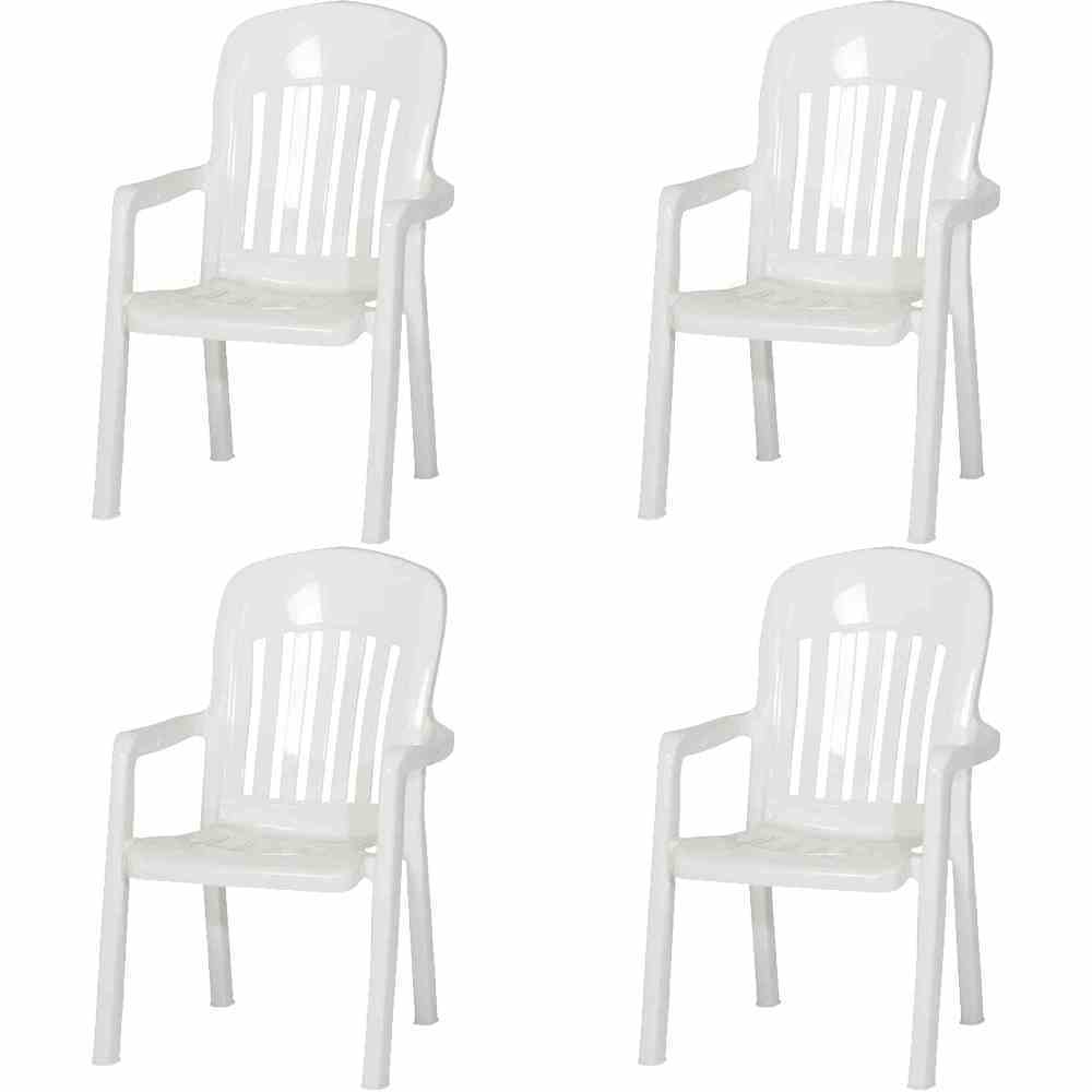 4er-Set Gartenstühle COMTESSE - weiß - stapelbar