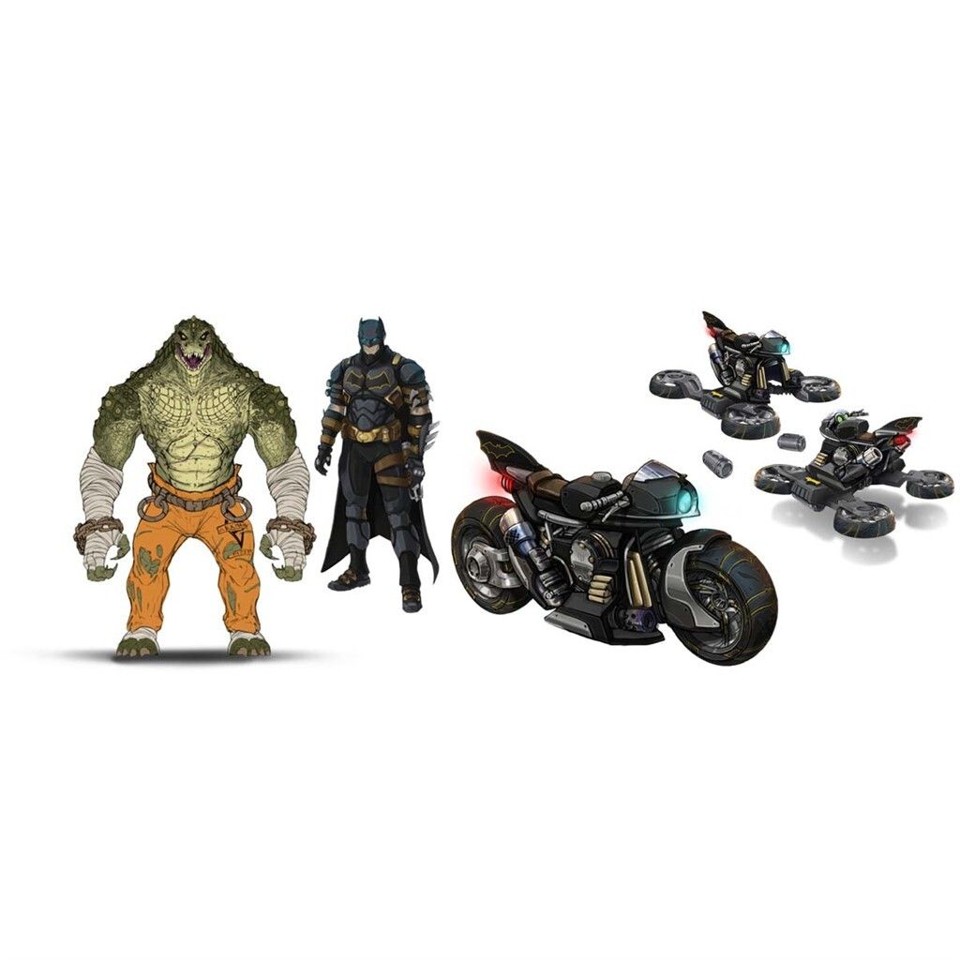 Batman - Batcycle m/ 10 cm Killer Croc & Batman