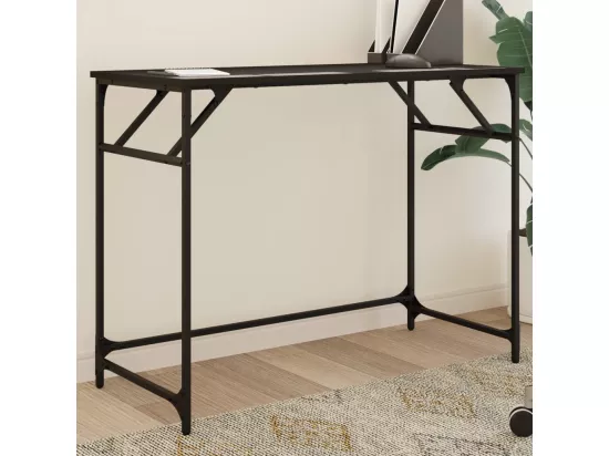 Bureau noir 100x45x76 cm bois ingénierie acier enduit de poudre