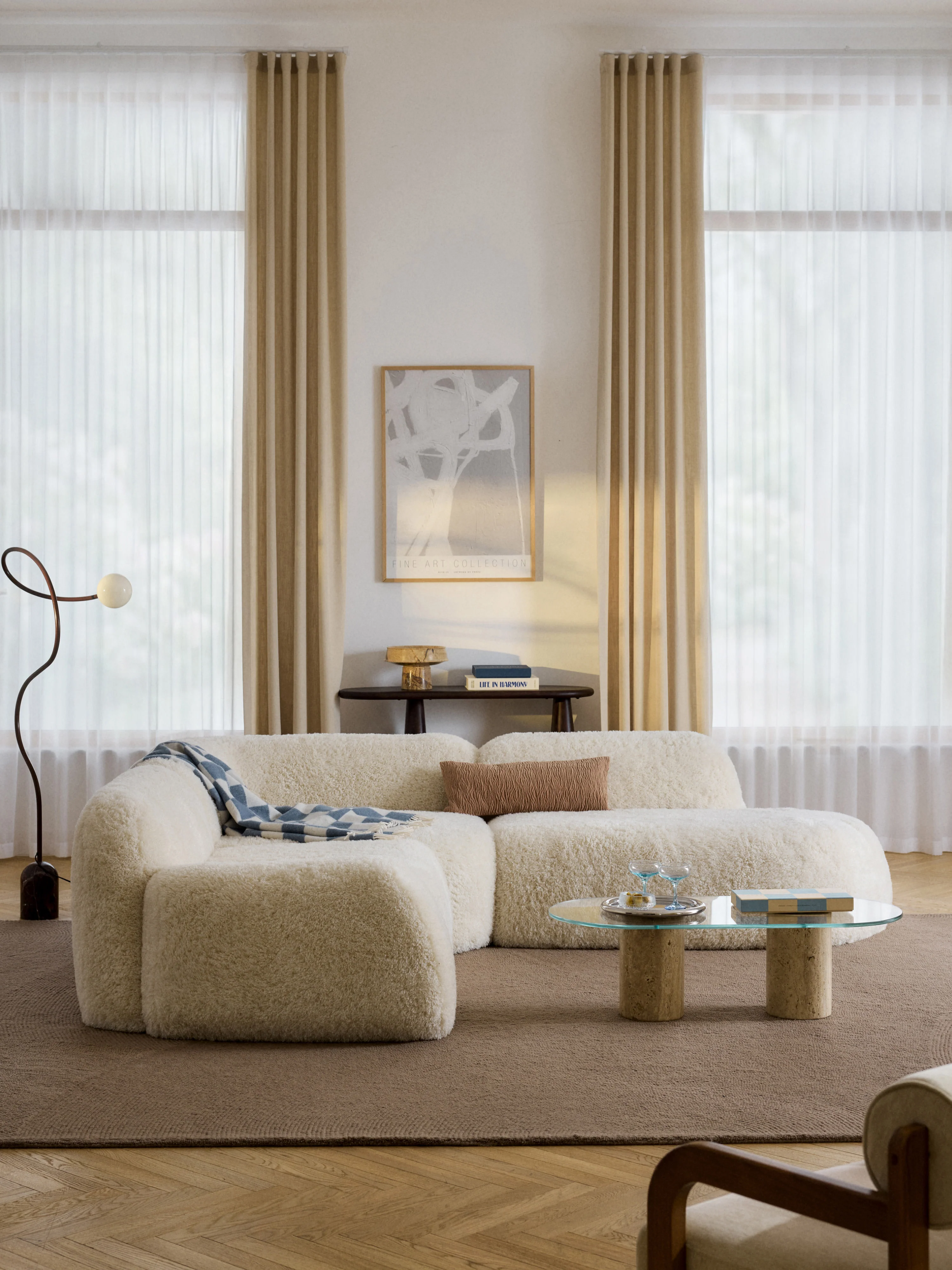 Modulaire teddy hoekbank Wolke (4-zits) met chaise longue