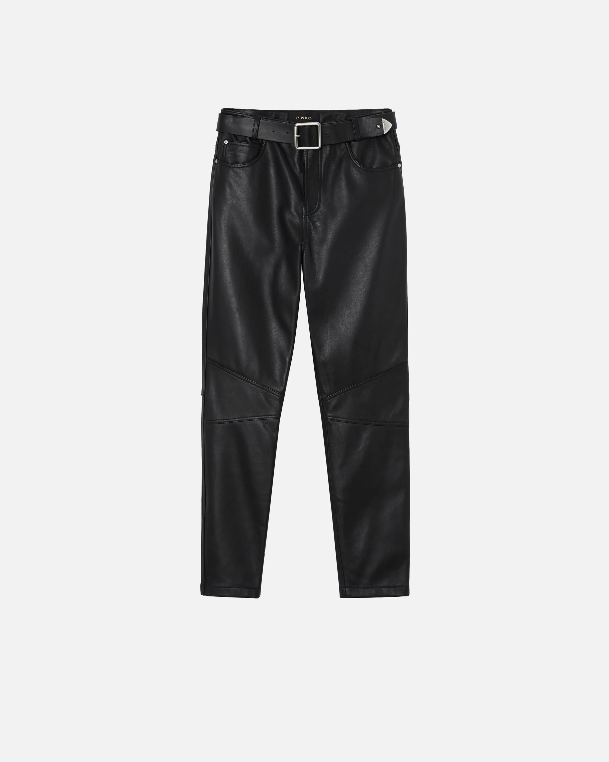 Pantalon long ceinturé nappa | Noir