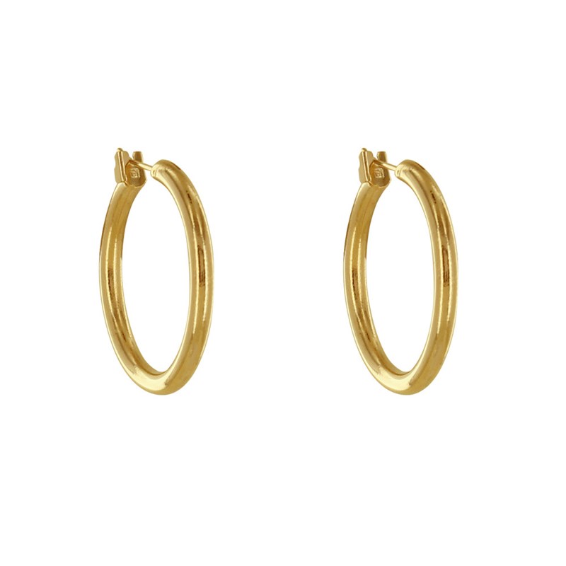 Boucles d'Oreilles Plaqué Or Créoles Rondes 3cm