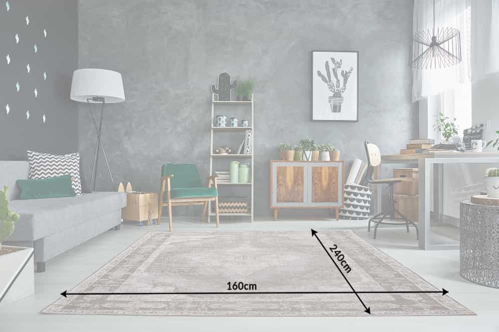 Orientalischer Baumwoll-Teppich PURE UNIQUE 240x160cm hellgrau geometrische Muster