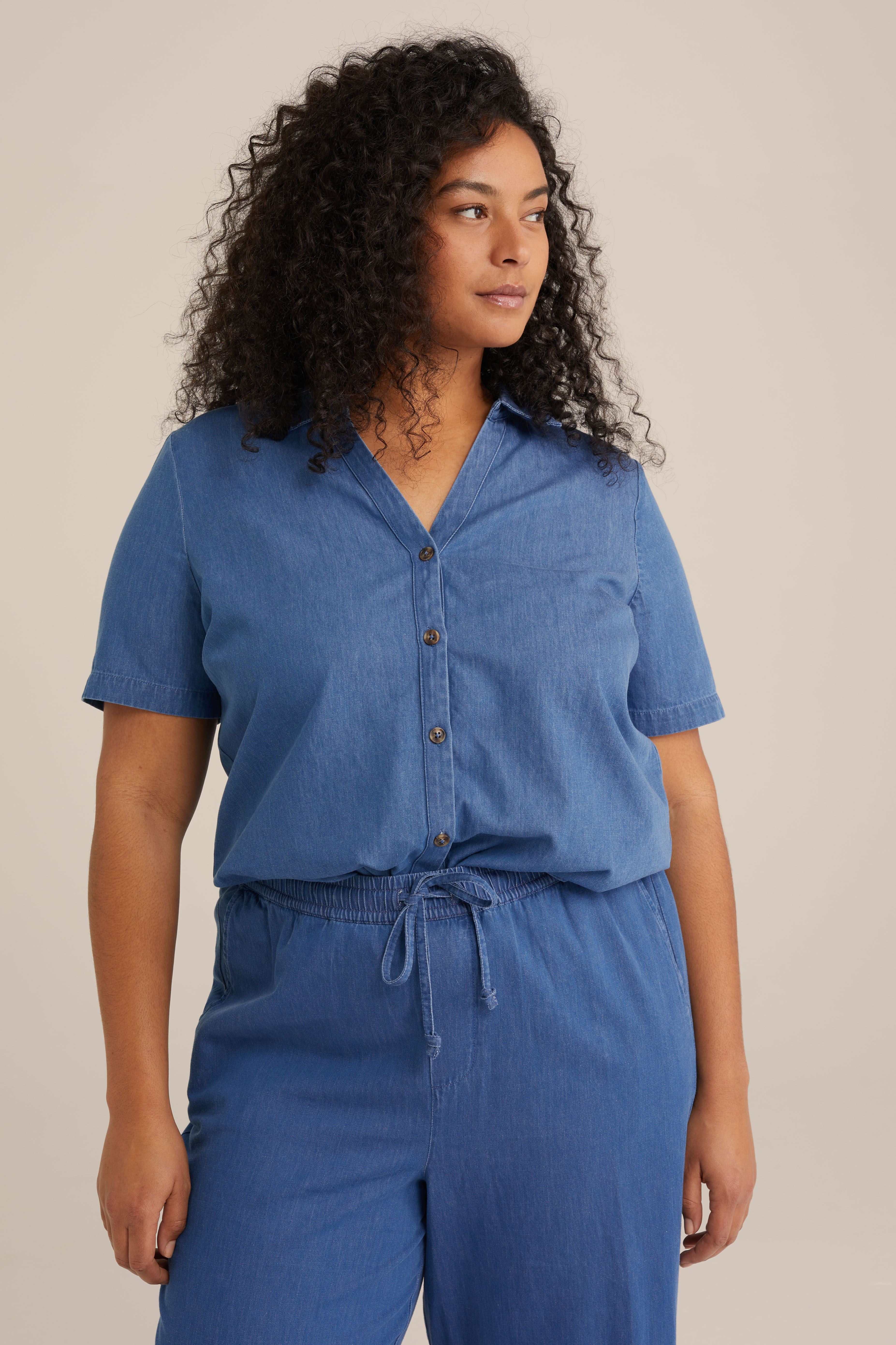 denim blouse WE Fashion Blauw