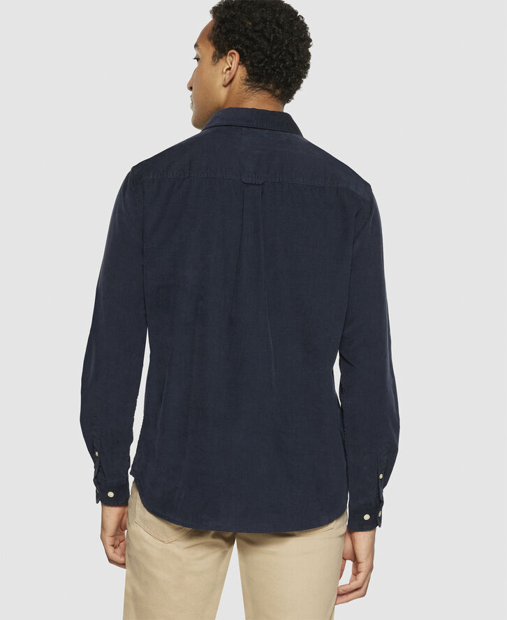 Knowledge Cotton Apparel Regular fit corduroy shirt - GOTS/Vegan Blå