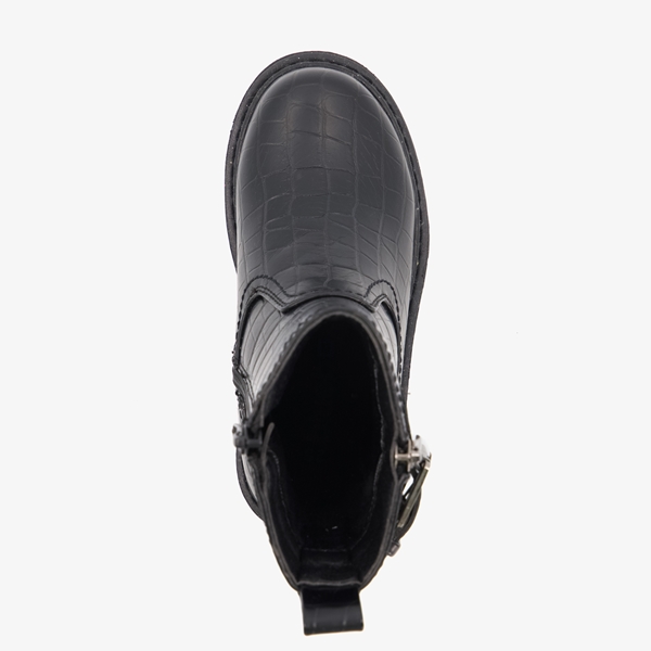 Blue Box meisjes biker boots met croco print