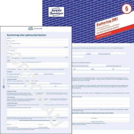 Avery Zweckform 2881 Kaufvertrag, A4, selbstdurchschreibend, 2-fach Satz