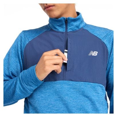 Haut thermique 1/2 zip New Balance Athletics Heat Grid Gris/Bleu Homme