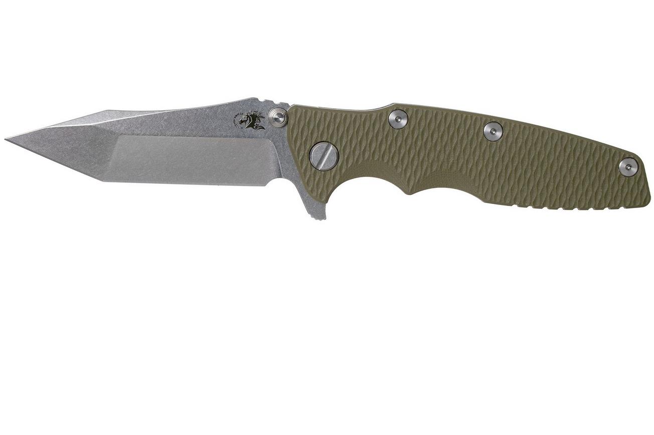 Rick Hinderer Eklipse 3.5” Tanto, CPM 20CV Stonewashed, OD Green G10 zakmes