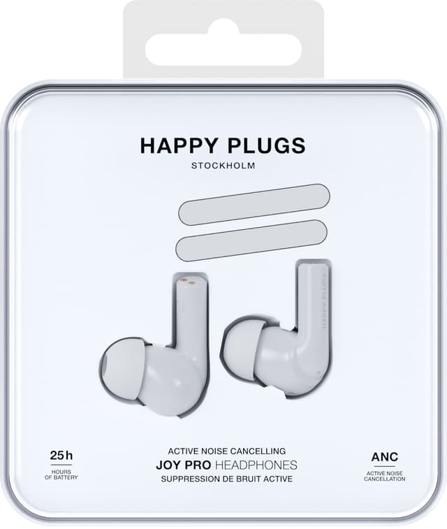 Happy Plugs Joy Pro helt trådløse in-ear høretelefoner (hvid)
