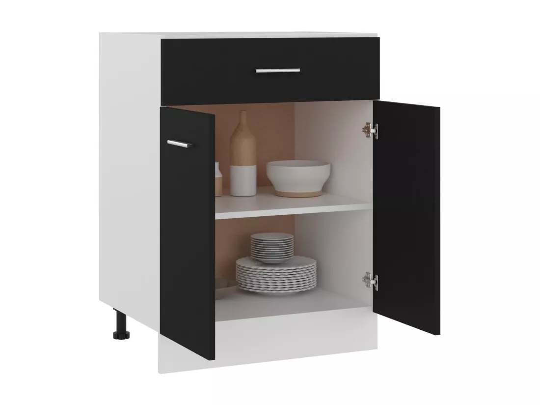 Armoire de plancher à tiroir Noir 60x46x81,5 cm Bois ingénierie