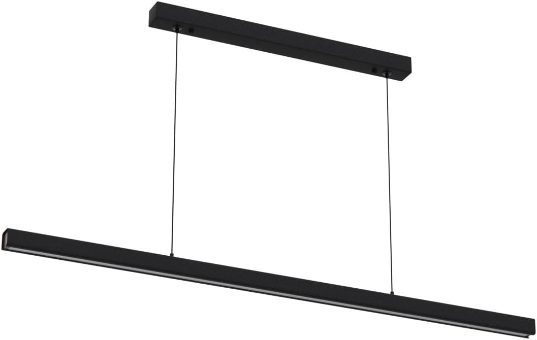 dimmbare LED Pendelleuchte schwarz Moderne Hängeleuchte mit Fernbedienung Pendellampe linear Design höhenverstellbar Kronleuchter Lampe für Esstisch Esszimmer Sekretariat Küche Leuchte (L120cm/48W) …