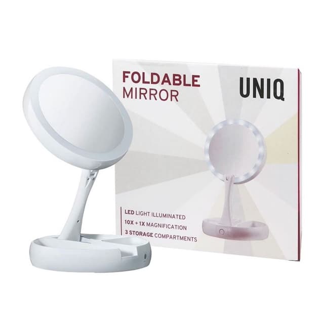 UNIQ Foldbart LED spejl med 10X forstørrelse