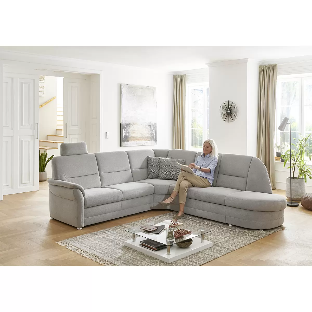 Ecksofa Queenline 118 x 200 Silber