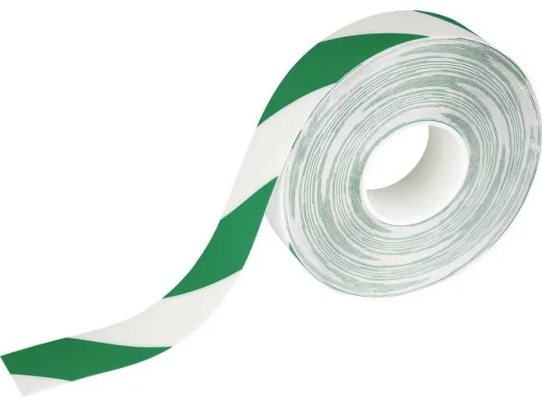 Advarselstape Duraline Strong 50mm x 30m 0,7mm grøn/hvid - (30 meter pr. rulle)
