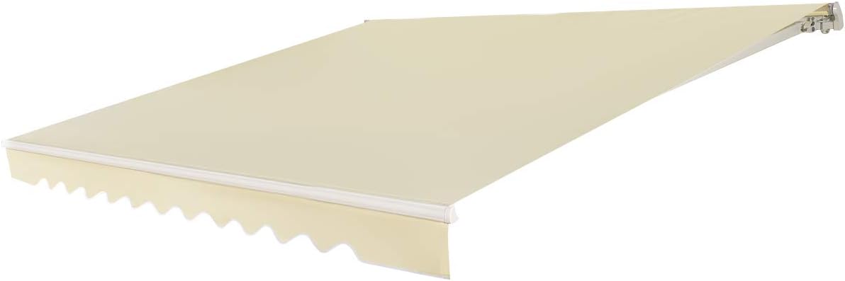 DREAMADE Markise mit Handkurbel, Gelenkarmmarkise UV-beständig, Sonnenmarkise aus Metall & Polyester, 5 °-35 ° Einstellbarer Winkel, für Garten, Balkon, Restaurant (Beige, 400x250cm)